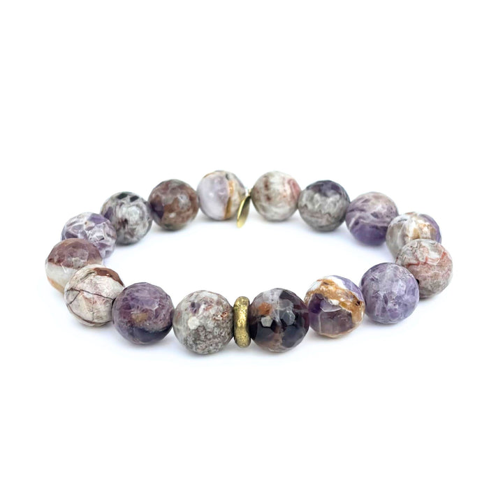 12mm Flower Amethyst Bracelet + Brass