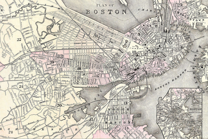 1879 Map of Boston Wall Mural