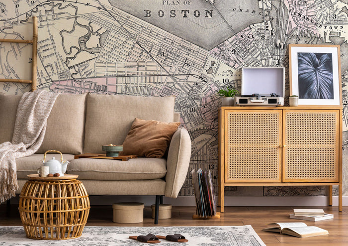 1879 Map of Boston Wall Mural