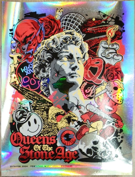 2024 Queens of the Stone Age - Brisbane I Foil Variant Concert Poster by Alex Lehours