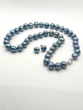 22”  LARGE BLUE SILVER PEARL NECKLACE (9-11mm)