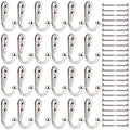 24 Pieces Coat Hooks Wall Mounted Single Coat Hanger and 50 Pieces Screws for Cloakroom, Clothes, Hat, Scarf, Bags, Keys, Shoes, Coffee Cup Holder, Homemade Wardrobe?Silver?