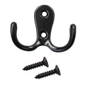 25 Pieces Retro Double Prong Robe Hook Hat Hook Coat Hook Cloth Hanger with 50 Pieces Screws by Erlvery DaMain (Black)