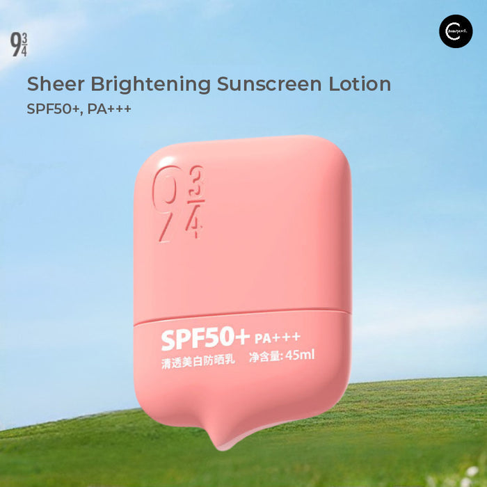 934 Sheer Brightening Sunscreen Lotion SPF50+ PA+++ in a pink bottle, front view