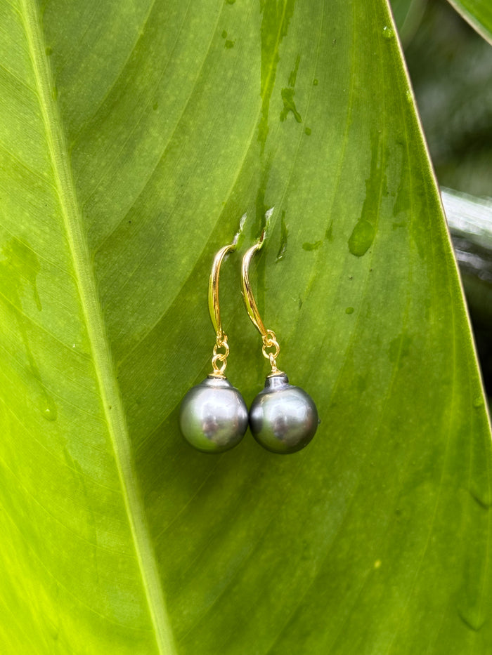 TAHITIAN PEARL DANGLE EARRINGS (9-10mm)