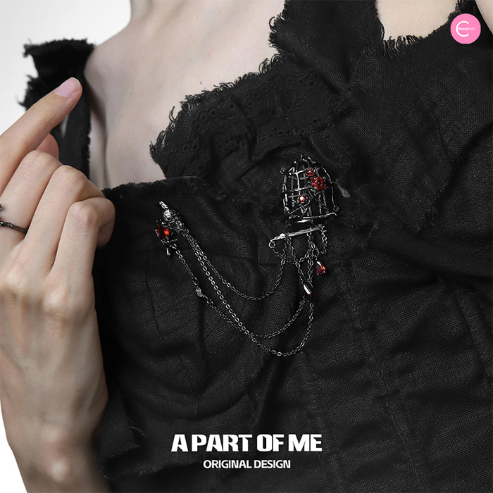 A Part Of Me Birdcage Brooch – Gothic Luxury Suit Accessory style #01