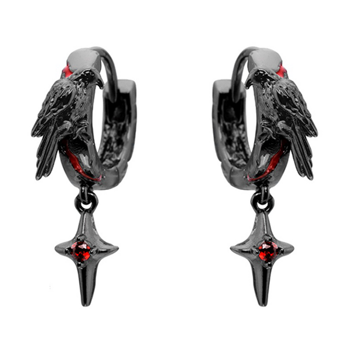 A Part Of Me Gothic Raven Bloodstain Hoop Earrings style #01