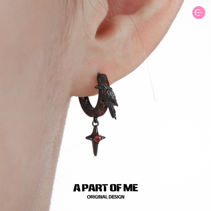 A Part Of Me Gothic Raven Bloodstain Hoop Earrings style #01