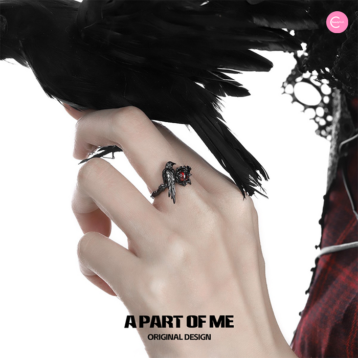 A PART OF ME Pure Silver Raven Ring style #01
