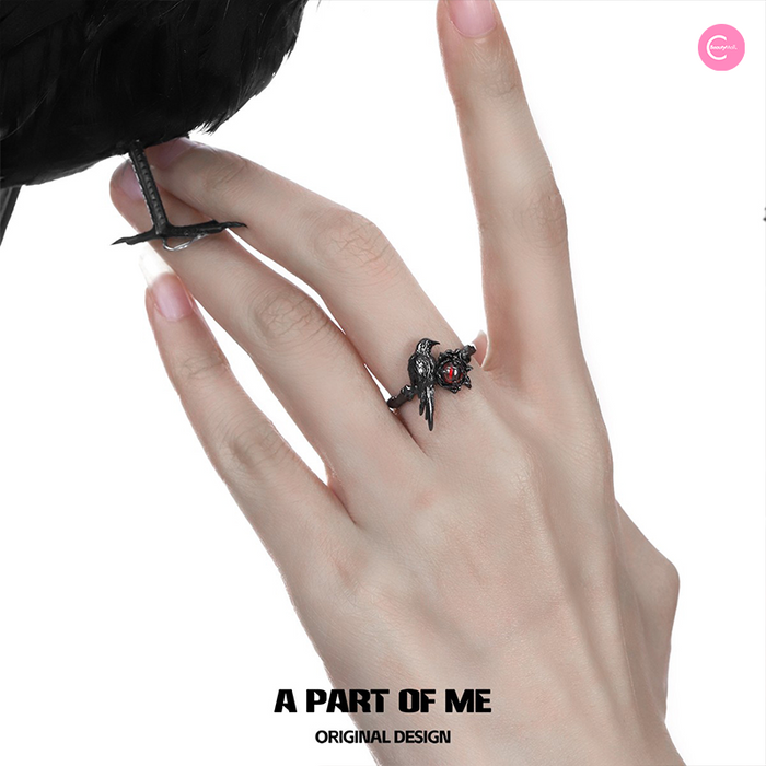 A PART OF ME Pure Silver Raven Ring style #01