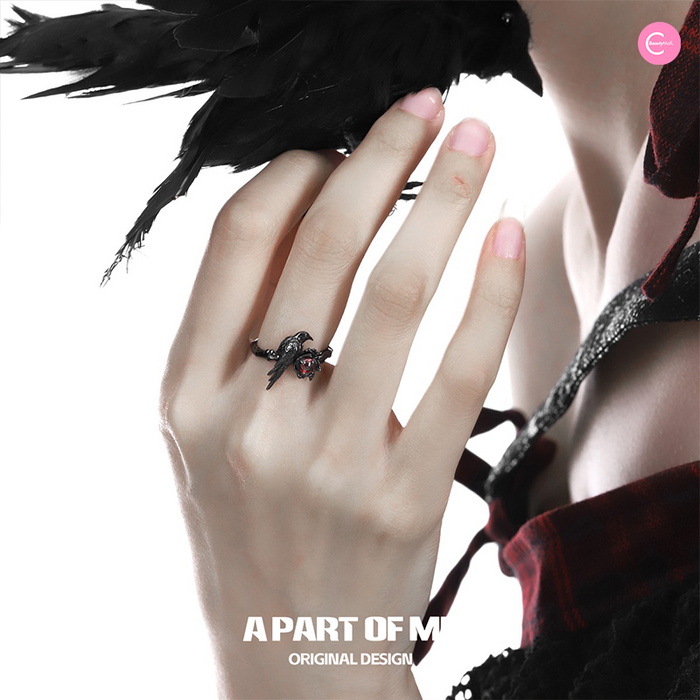 A PART OF ME Pure Silver Raven Ring style #01