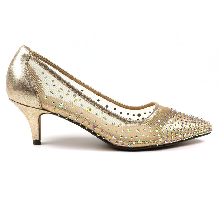 Alisha Gold Gemstone Kitten Heel