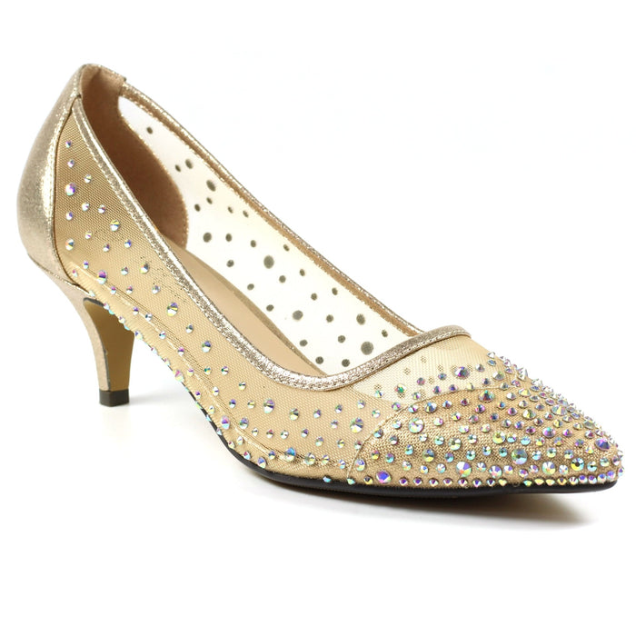 Alisha Gold Gemstone Kitten Heel