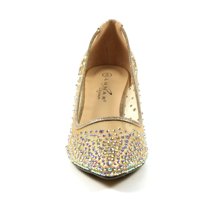 Alisha Gold Gemstone Kitten Heel