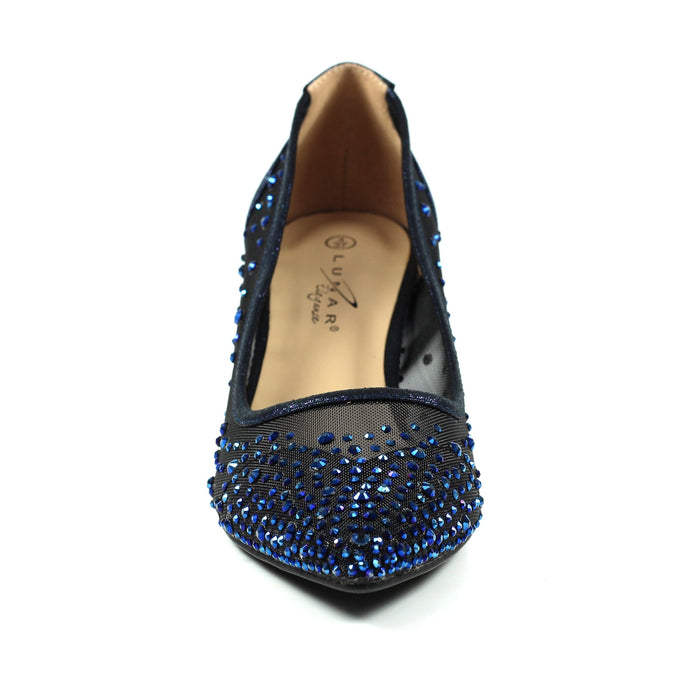 Alisha Navy Gemstone Kitten Heel