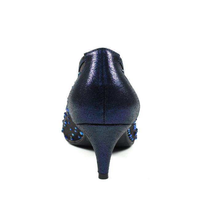 Alisha Navy Gemstone Kitten Heel