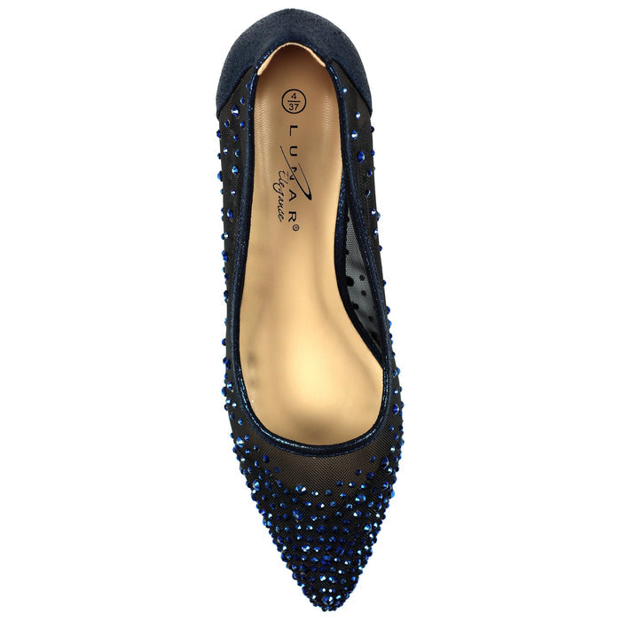 Alisha Navy Gemstone Kitten Heel
