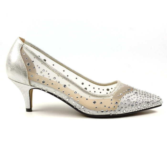 Alisha Silver Gemstone Kitten Heel