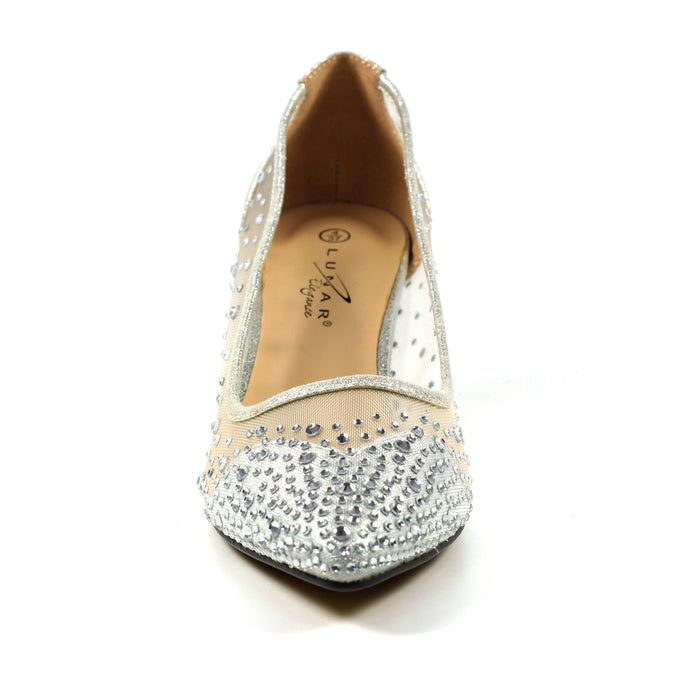 Alisha Silver Gemstone Kitten Heel
