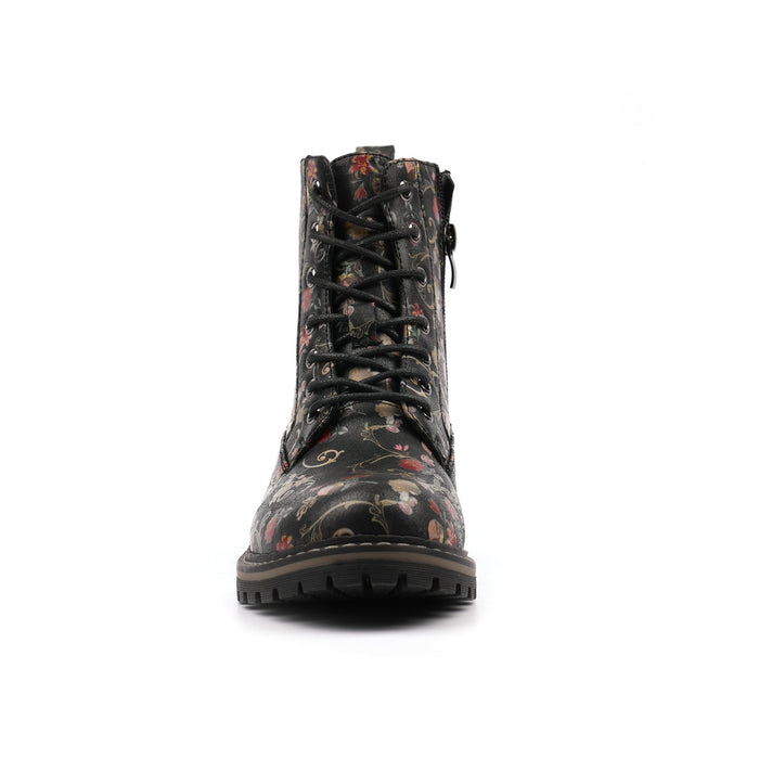 Amarillis Black Floral Ankle Boot