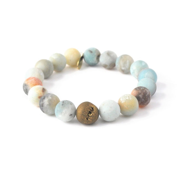 Amazonite Crystal Bracelet | Matte + Golden Druzy