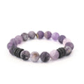 Amethyst Bead Bracelet | Matte Frost + Gunmetal Rings