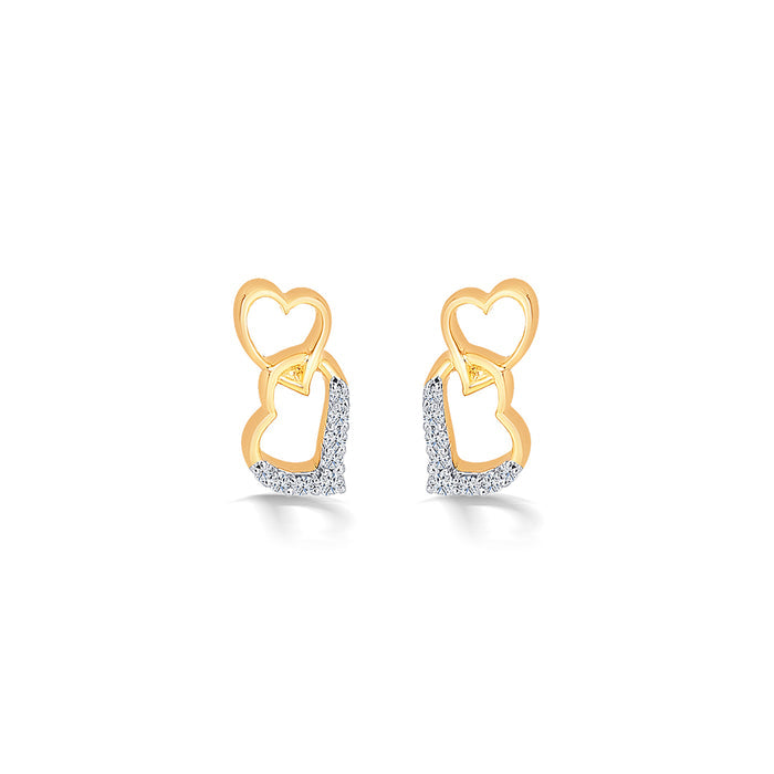 Amor Yellow Gold & Diamond Stud Earring