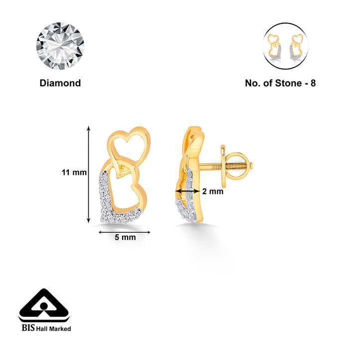 Amor Yellow Gold & Diamond Stud Earring
