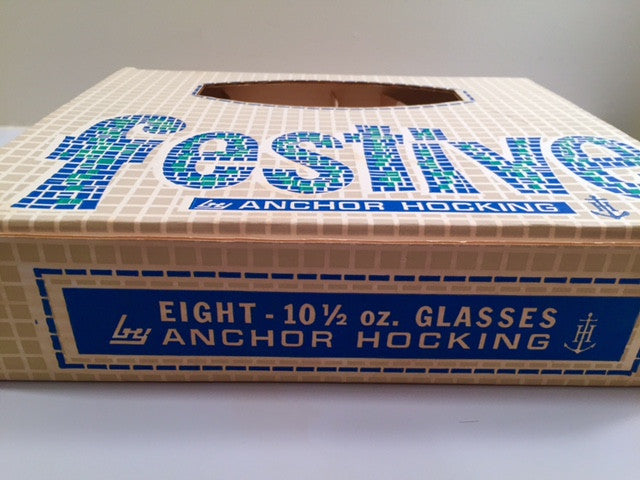 Anchor Hocking Mid-Century Festive Glassware in Original Box (Set of 8)