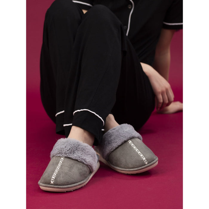 Aphrodite Grey Mule Slipper