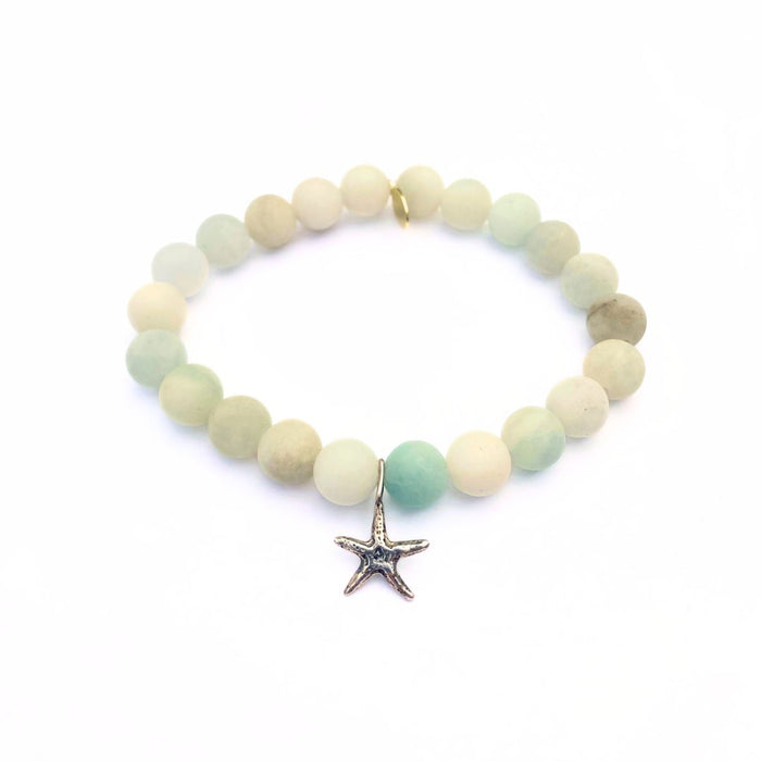 Aquamarine Bracelet | Matte + Silver Starfish