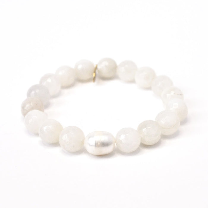 Aquamarine Bracelet + Moonstone Bracelet with a Pearl | Duo