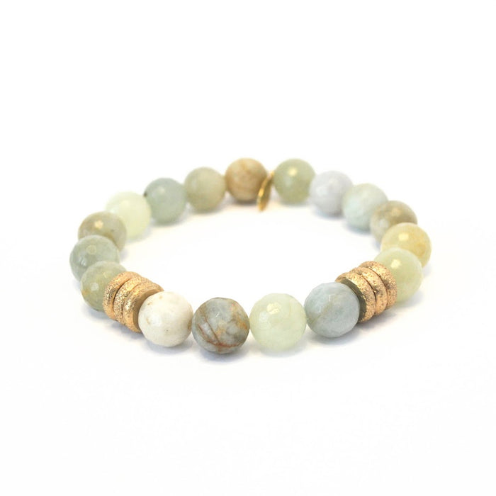 Aquamarine Bracelet + Moonstone Bracelet with a Pearl | Duo