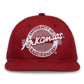 Arkansas Razorbacks Retro Circle snapback hat in cardinal red, front view