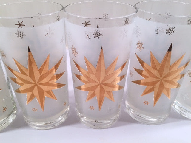 Atomic 22-Karat Gold North Star Mid-Century Highball Glasses (Set of 6)