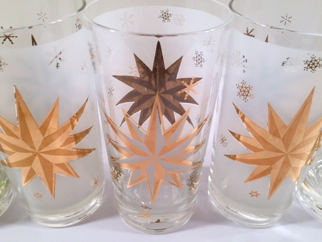 Atomic 22-Karat Gold North Star Mid-Century Highball Glasses (Set of 6)
