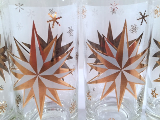 Atomic 22-Karat Gold North Star Mid-Century Highball Glasses (Set of 6)