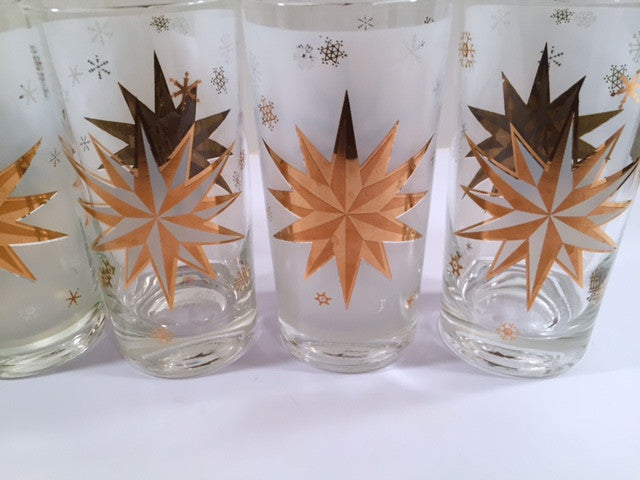 Atomic 22-Karat Gold North Star Mid-Century Highball Glasses (Set of 6)