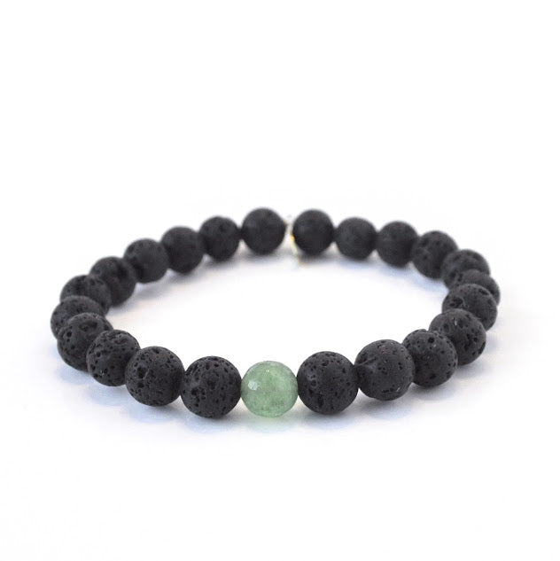 August Birthstone Bracelet | 8mm Lava + Jade