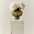 Balloon Vase 02 Olive with white peonies