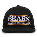 Baylor Retro Bar snapback hat in dark green, front view