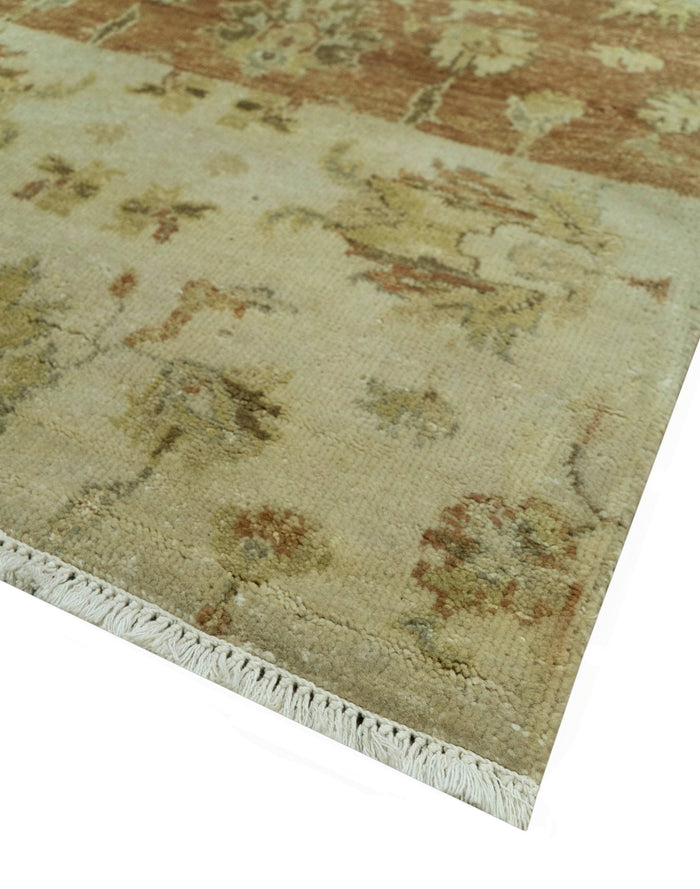 Beige And Rust Traditional Serapi Design Hand Knotted 2x5 Wool Area Rug - The Rug Decor