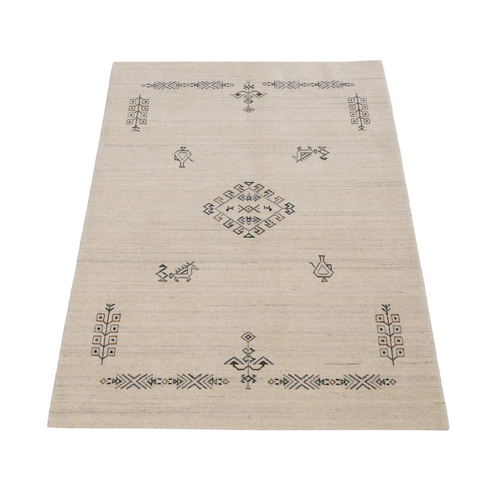 Beige Center Medallion Design Hand Loomed Wool Area Rug - The Rug Decor