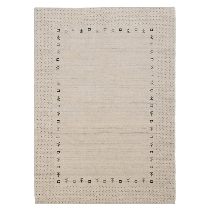Beige Contemporary Gabbeh Border Design Hand Loomed Wool Rug - The Rug Decor