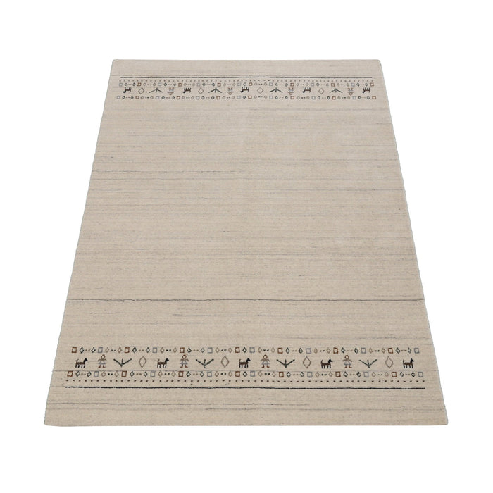 Beige Contemporary Pattern Hand Loomed Wool Area Rug - The Rug Decor