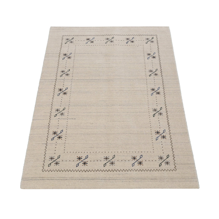 Beige Gabbeh Border Design Hand Loomed Wool Area Rug - The Rug Decor