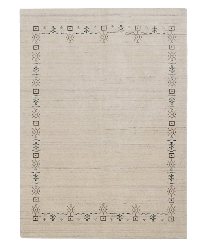 Beige Tribal Border Hand Loomed Wool Area Rug - The Rug Decor