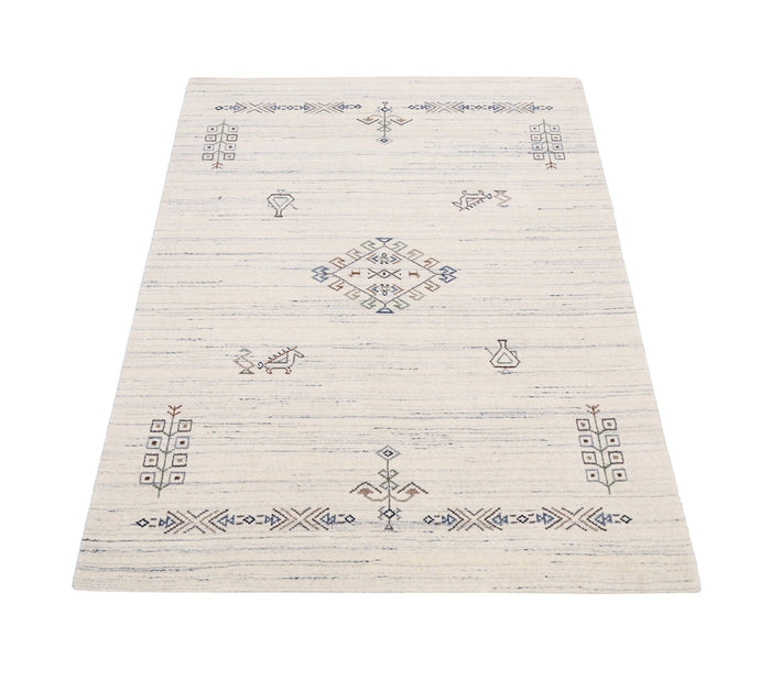 Beige Tribal Center Medallion Hand Loomed Wool Rug - The Rug Decor