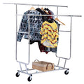 BeUniqueToday Double Commercial Collapsible Clothing Rolling Garment Rack, Heavy Duty Laundry Hanger With Double Collapsible Rolling Garment Rack, Attractive & Functional Garment Clothing Rolling Rack