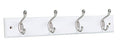 BirdRock Home Oval Hook Coat and Hat Rack - 4 Hooks - Wall Mount - White Finish - Satin Nickel Hooks